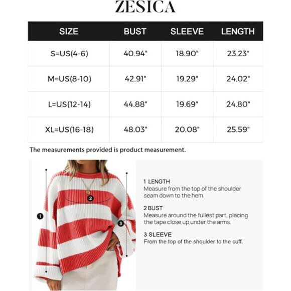 Women's  Fall Long Sleeve Crew Neck Sweater – Striped Color Block - Picture 7 of 7